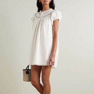 Daphne lace-trimmed pintucked organic cotton-voile mini dress